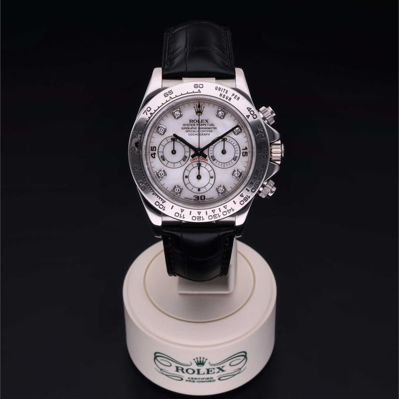 Rolex Certified Pre-Owned Oyster Perpetual Cosmograph Daytona 40 mm Gold 18 Carat White 1998 16519