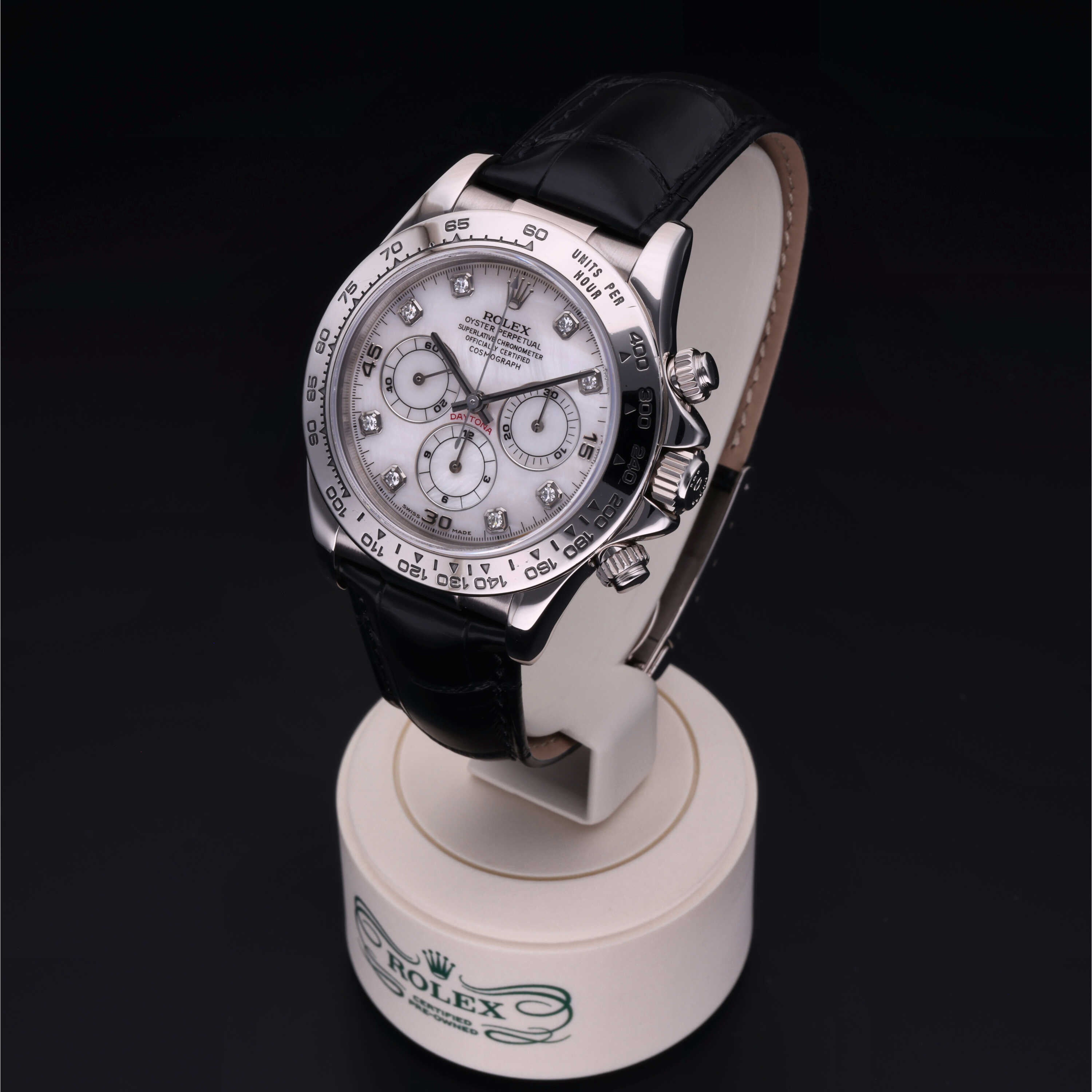 Rolex Certified Pre-Owned Oyster Perpetual Cosmograph Daytona 40 mm Gold 18 Carat White 1998 16519
