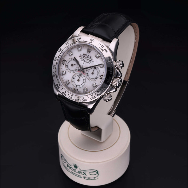 Rolex Certified Pre-Owned Oyster Perpetual Cosmograph Daytona 40 mm Gold 18 Carat White 1998 16519