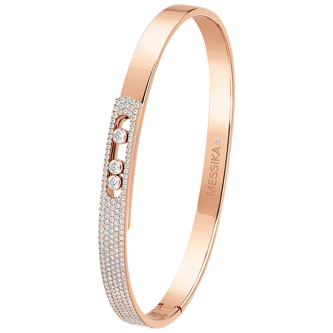 Gioiello in oro rosa Bracciale Bangle Move Noa MP con Pavé Messika