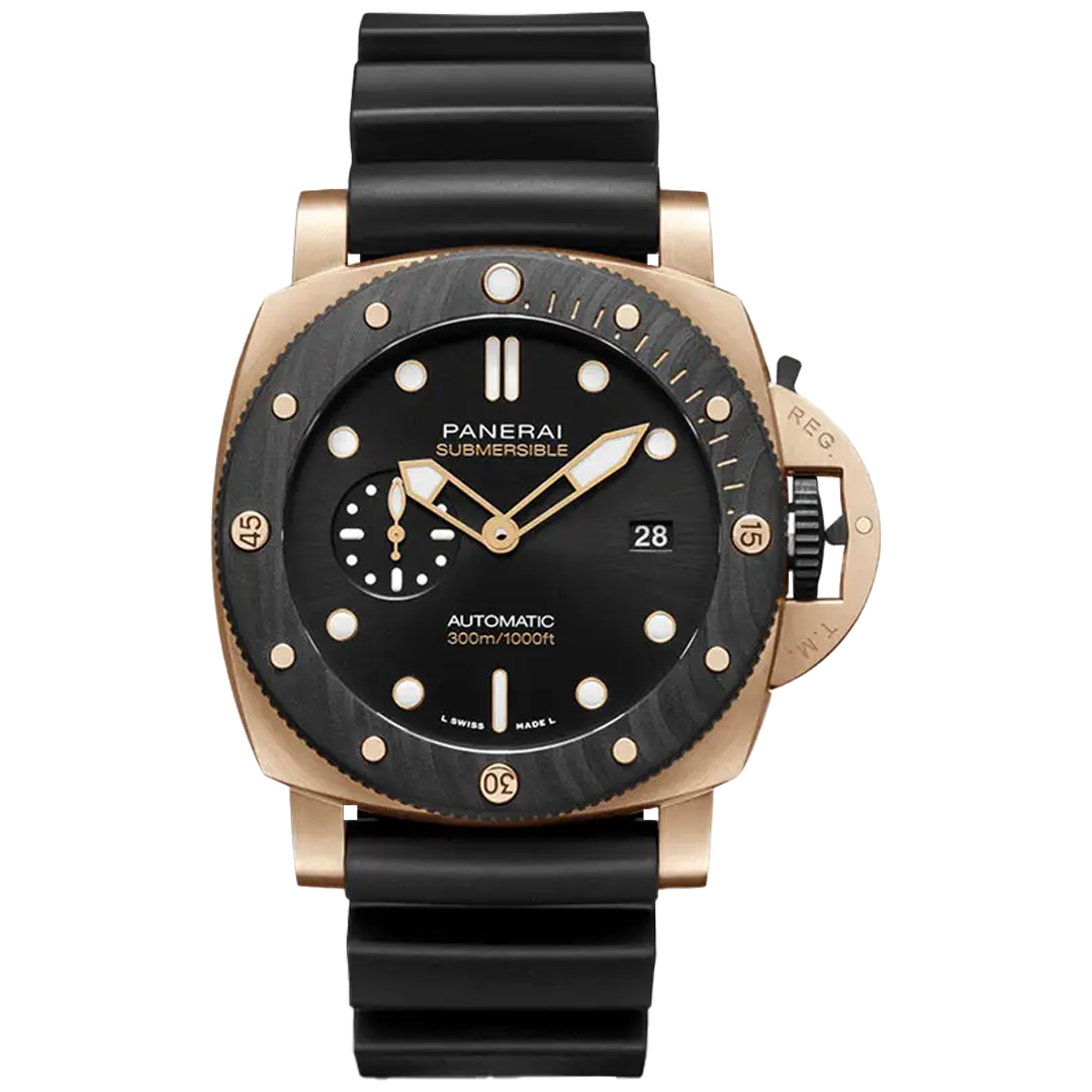 Watch in carbon and rose gold Submersible QuarantaQuattro Goldtech™ OroCarbo Panerai