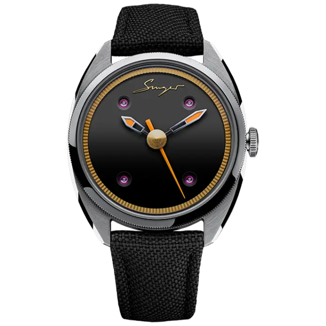 Orologio in acciaio Caballero Piano Black Singer