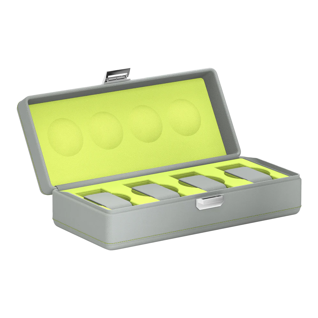 Accessorio in pelle panama Valigetta 4 Pelle Grigio Perla/Verde Anice Scatola del tempo