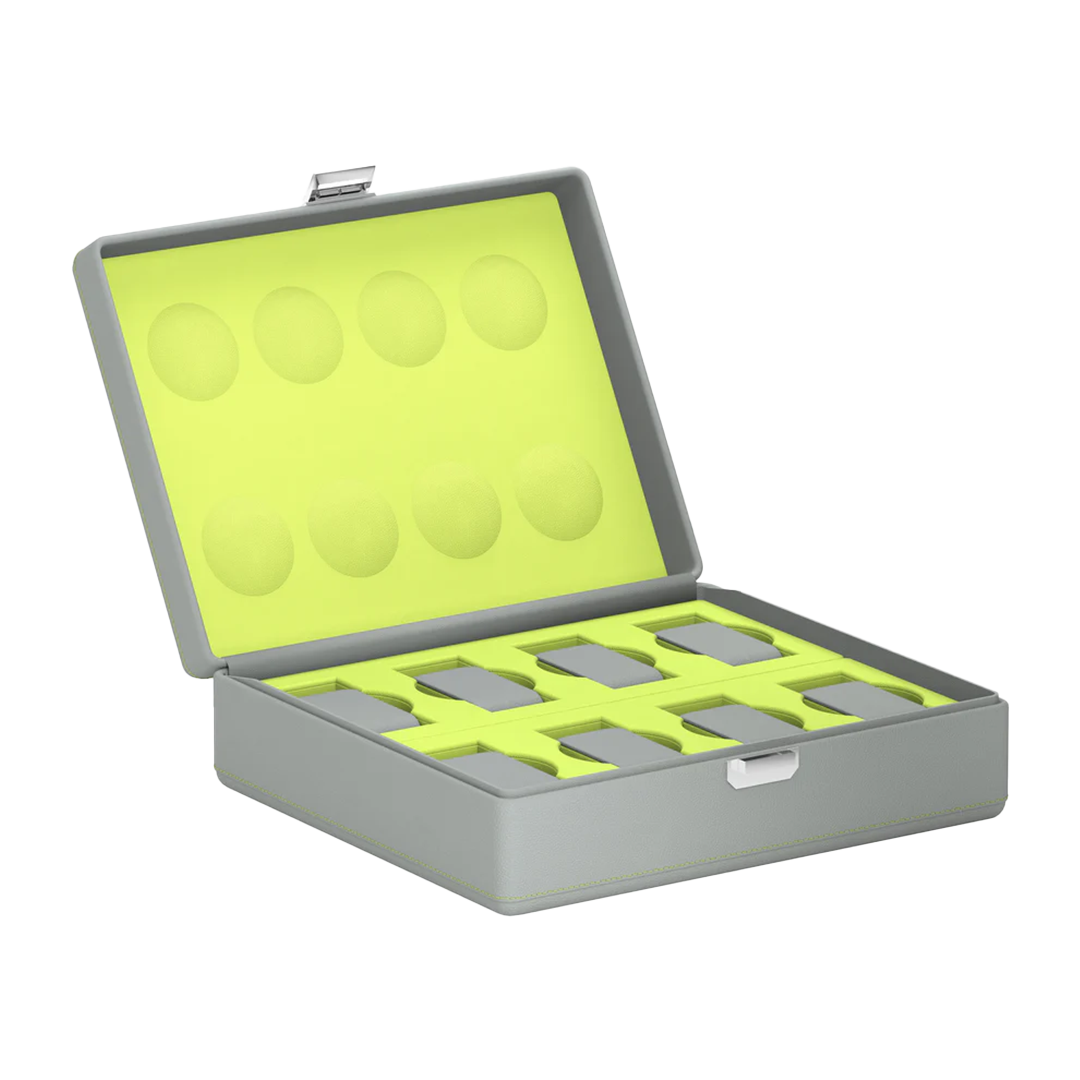 Valigetta 8 Pelle Grigio Perla/Verde Anice