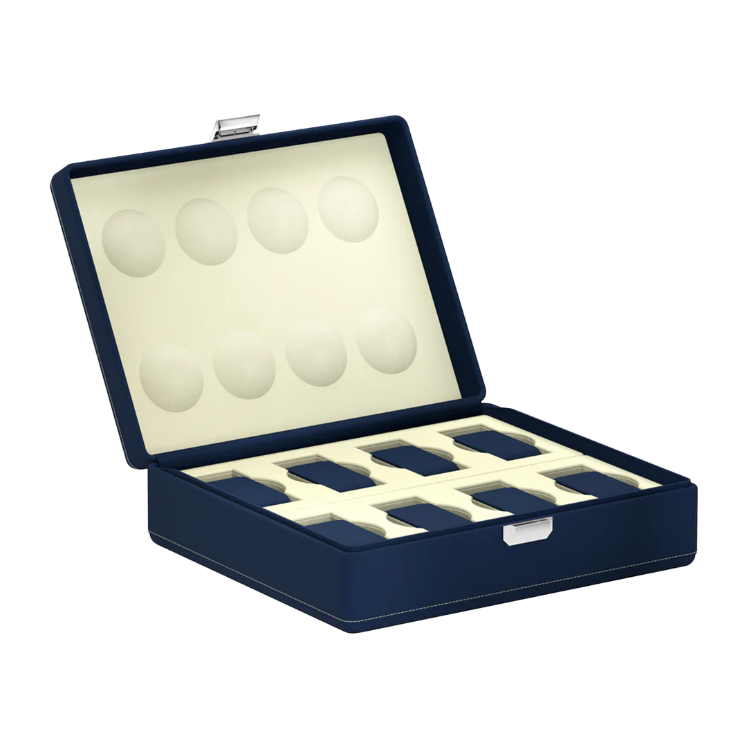Accessorio in pelle panama Valigetta 8 Blu Pelle Notte/Crema Scatola del tempo