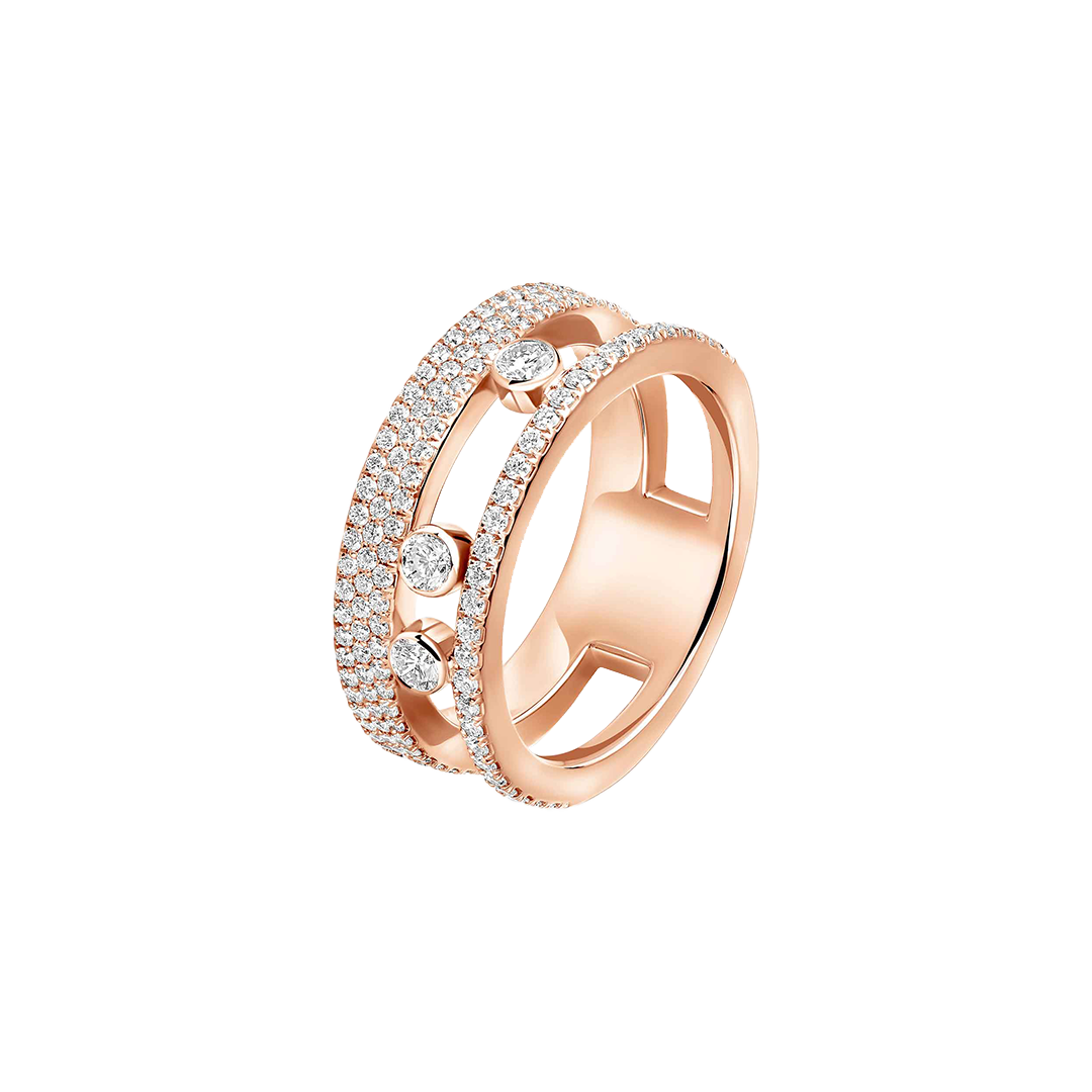 Gioiello in oro rosa Anello Move Romane con pavé Messika