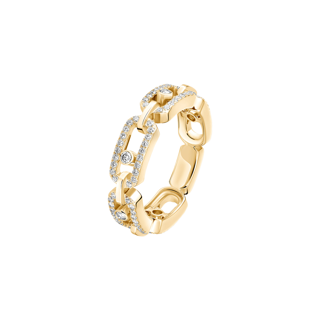 Gioiello in oro giallo Anello Move Link Molteplici con Pavé Messika