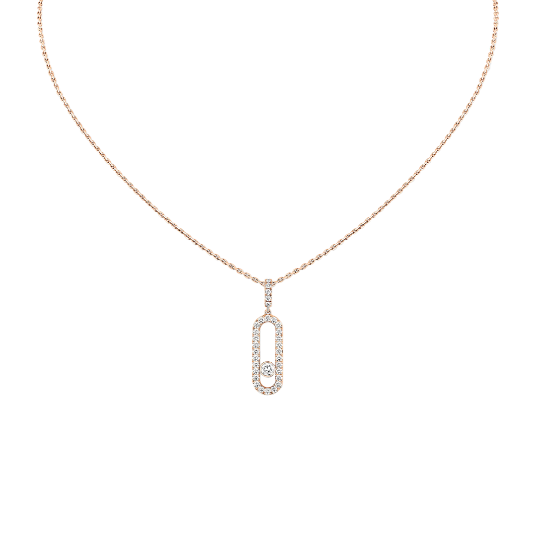 Gioiello in oro rosa Collana Move Uno MG con Pavé Messika