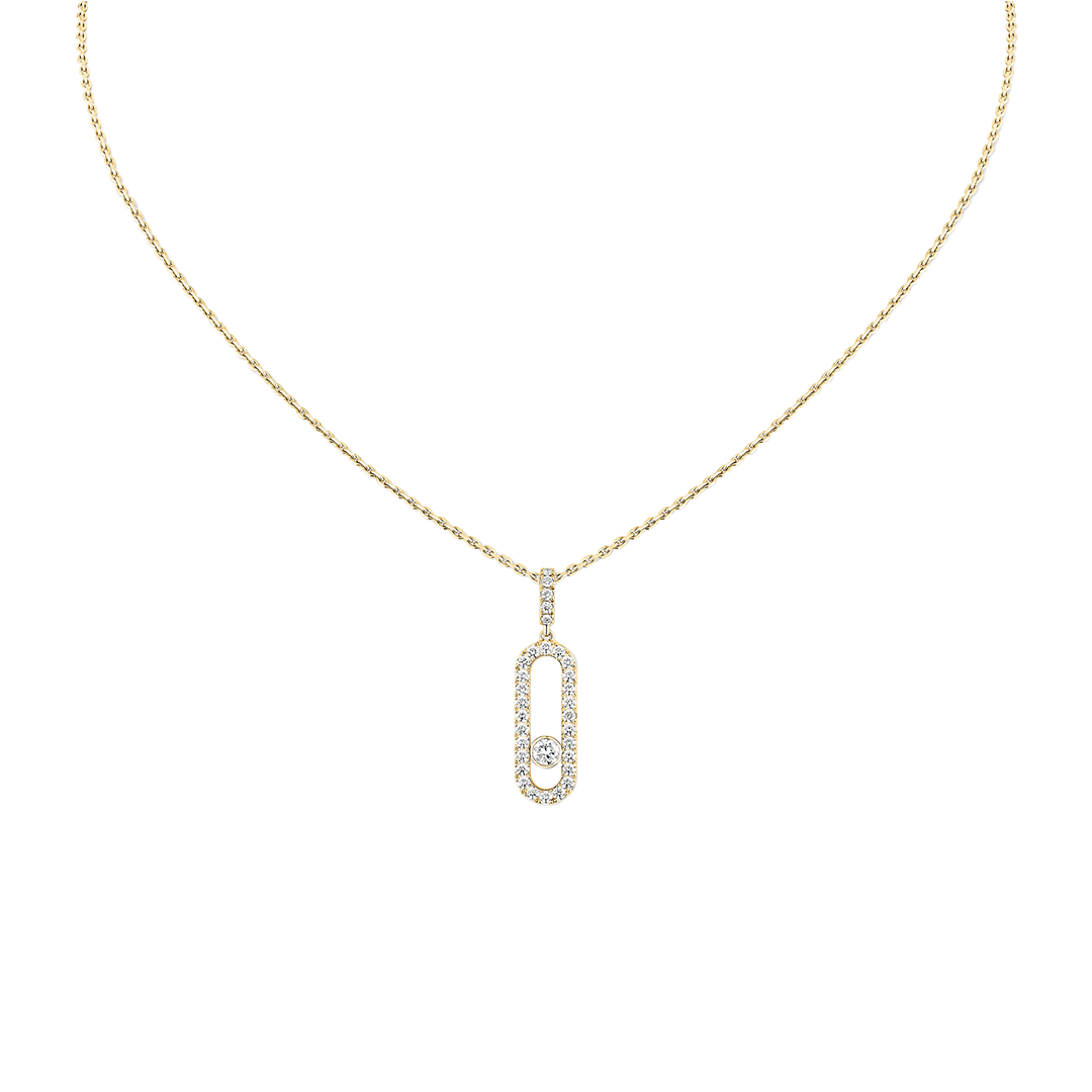 Gioiello in oro giallo Collana Move Uno MG con Pavé Messika