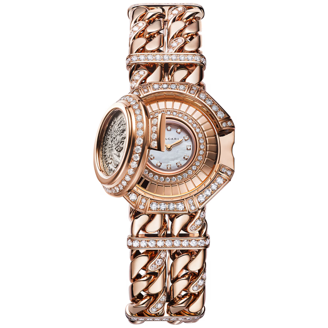 Orologio in oro rosa Monete Catene Secret Bulgari