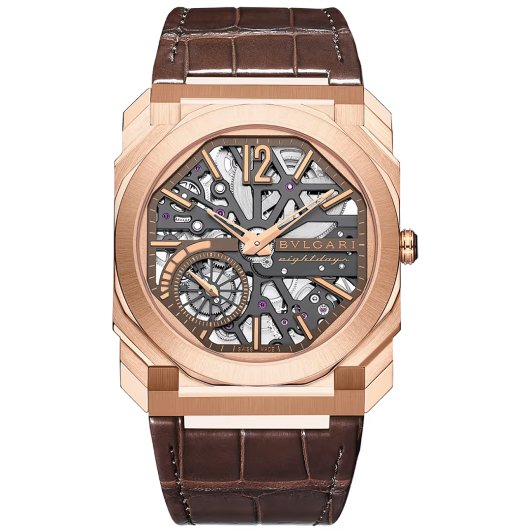Orologio in oro rosa Octo Finissimo Skeleton 8 Days Bulgari