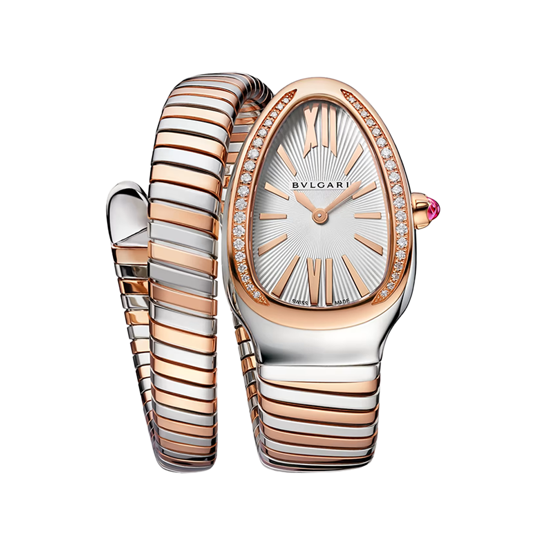 Orologio in acciaio e oro rosa Serpenti Tubogas Bulgari
