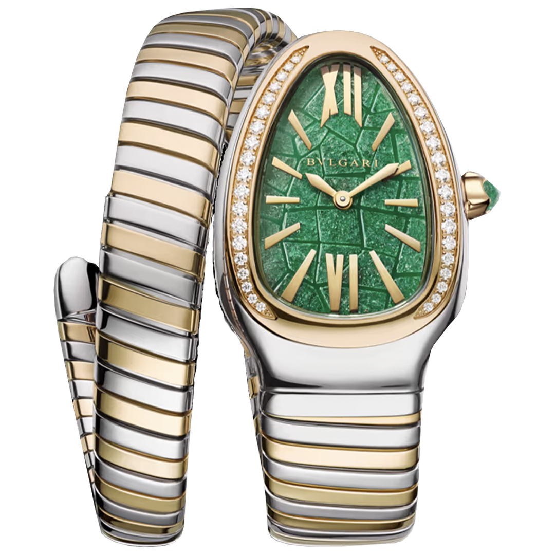 Orologio in acciaio e oro giallo Serpenti Tubogas Bulgari