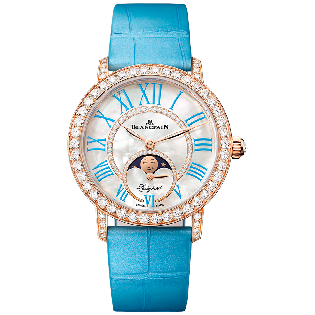 Orologio in oro rosa Ladybird Colors Phases de Lune Blancpain