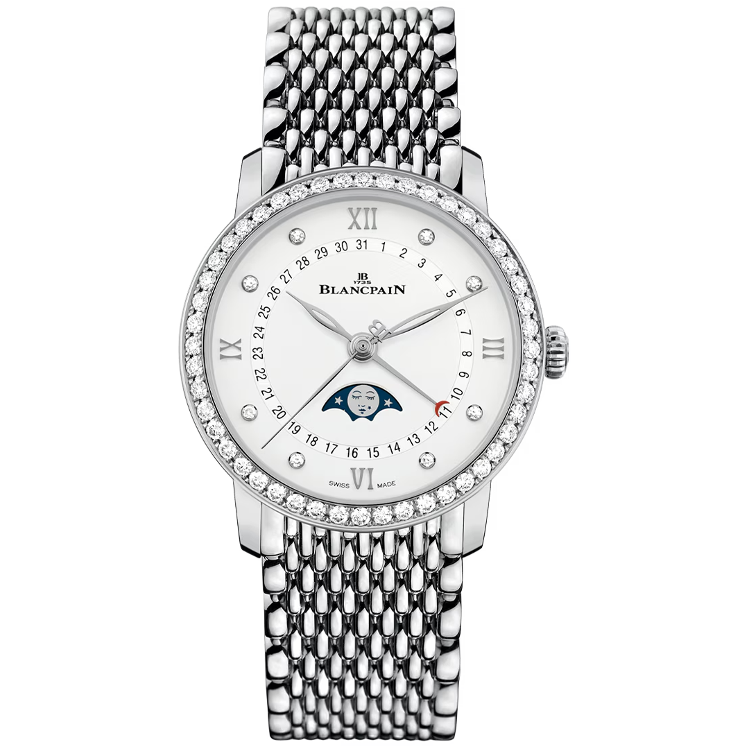 Orologio in acciaio Villeret Quantième Phase de Lune Blancpain