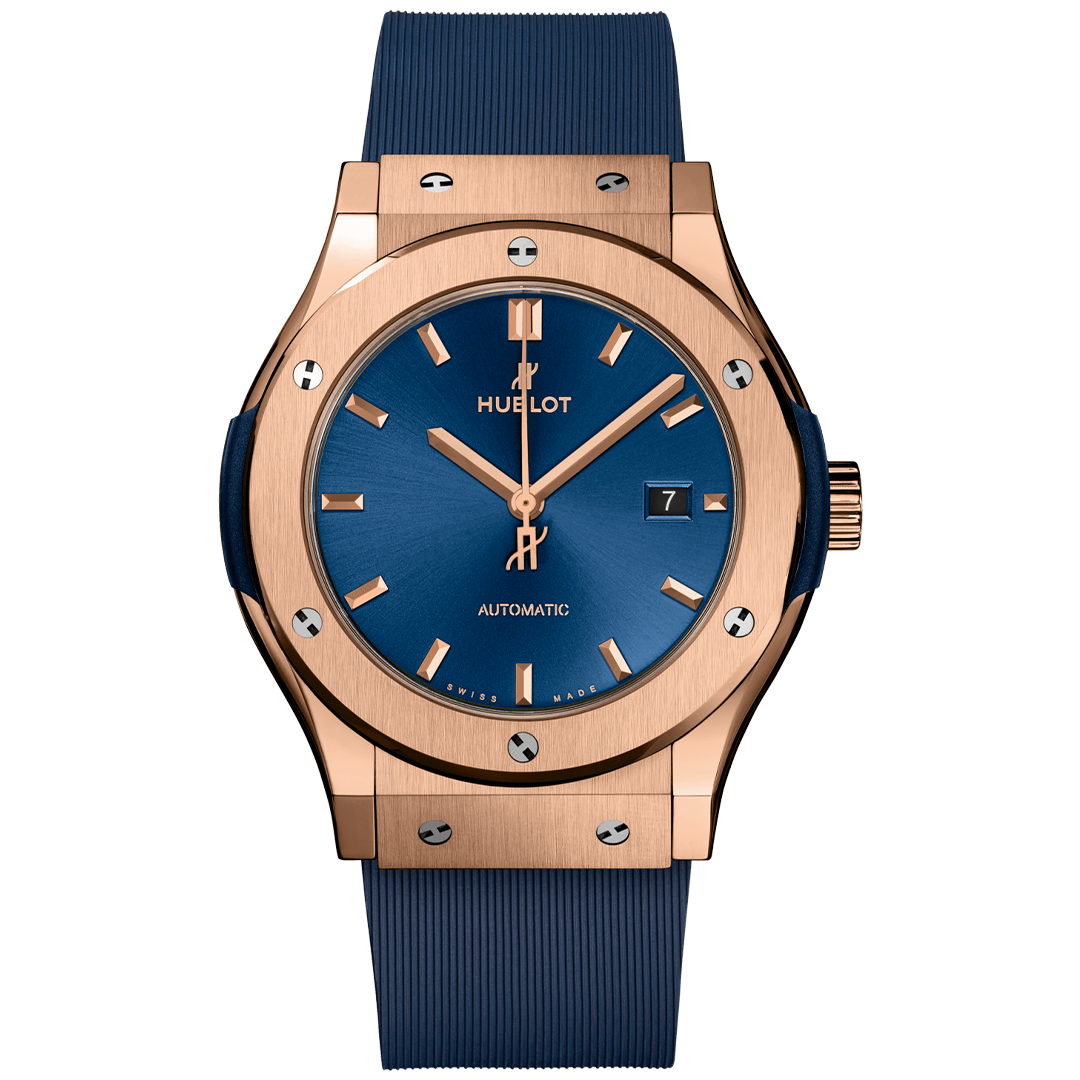 Orologio in oro rosa Classic Fusion King Gold Blue Hublot