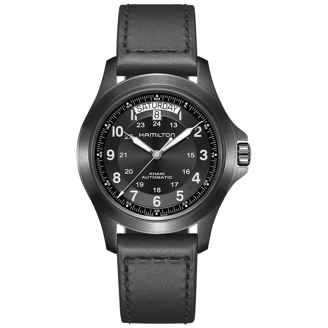 Watch in pvd-coated steel Khaki Field King Auto Hamilton