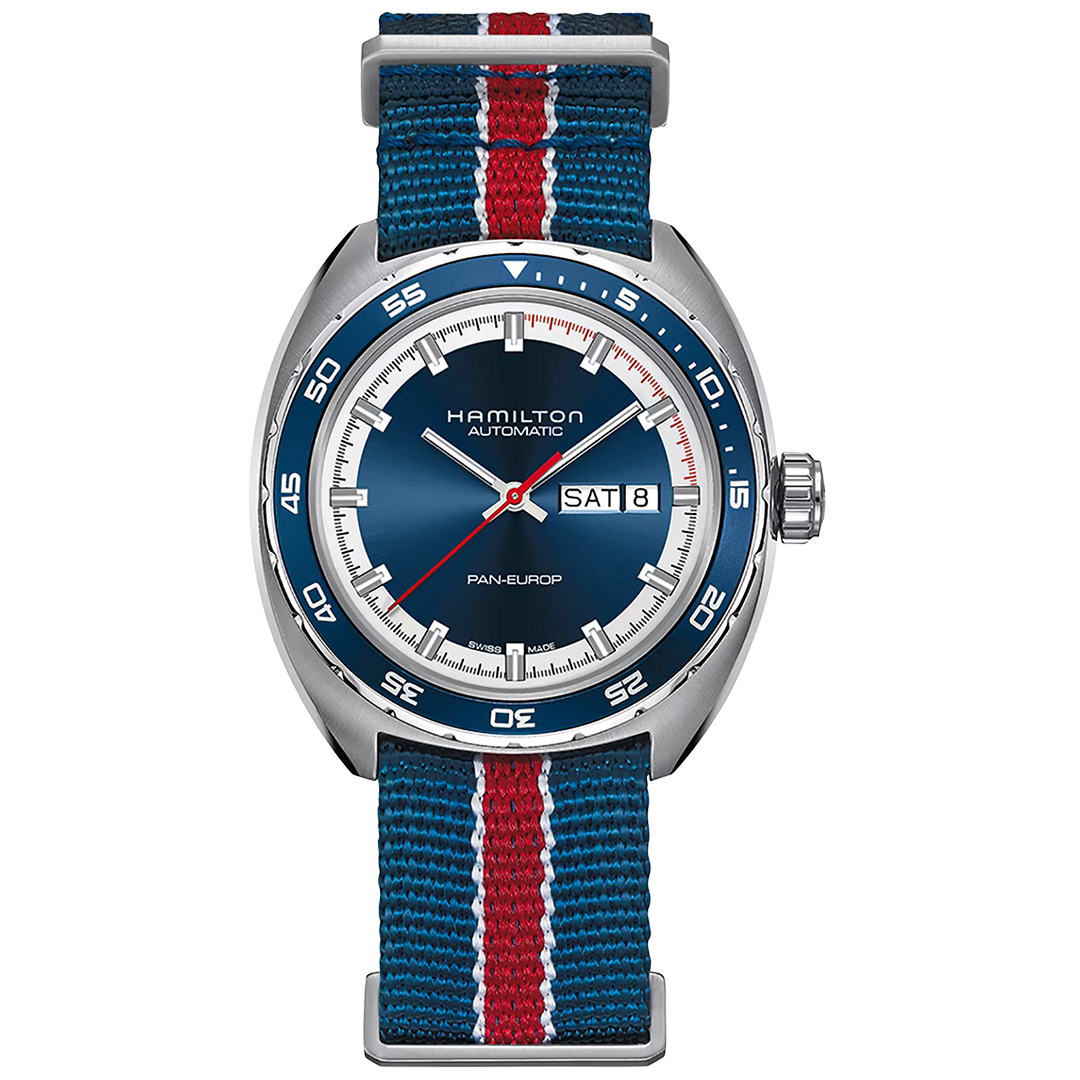 Watch in steel American Classic Pan Europ Day Date Auto Hamilton