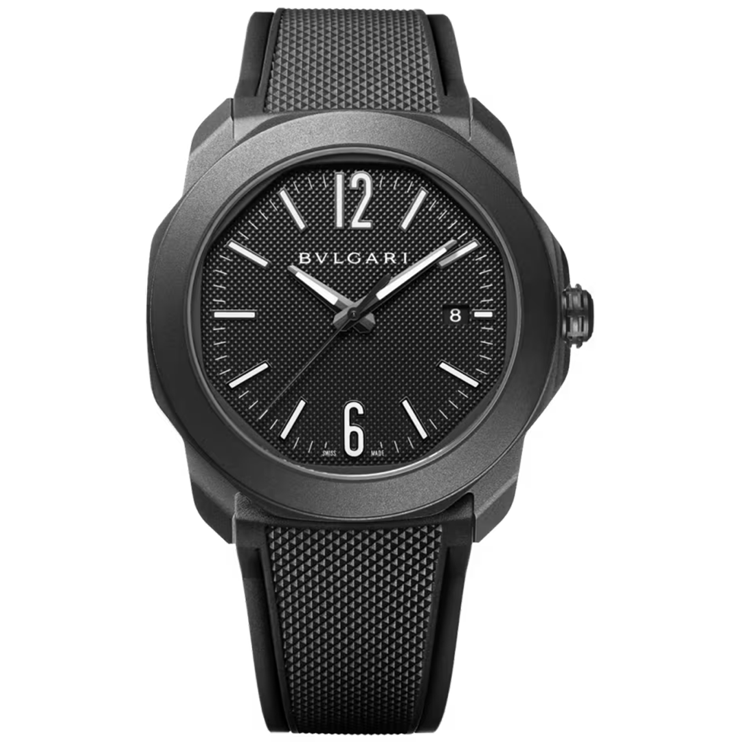 Watch in dlc-coated steel Octo Roma Bulgari