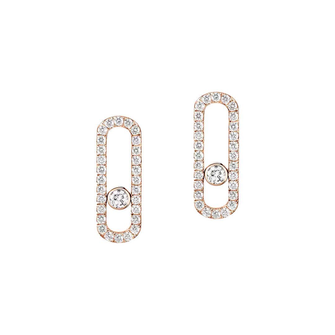 Gioiello in oro rosa Orecchini Move Uno con pavé Messika