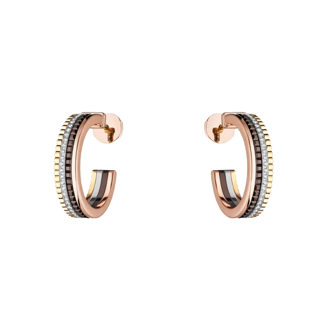 Gioiello in oro bianco giallo rosa Orecchini a cerchio Quatre Classique Boucheron