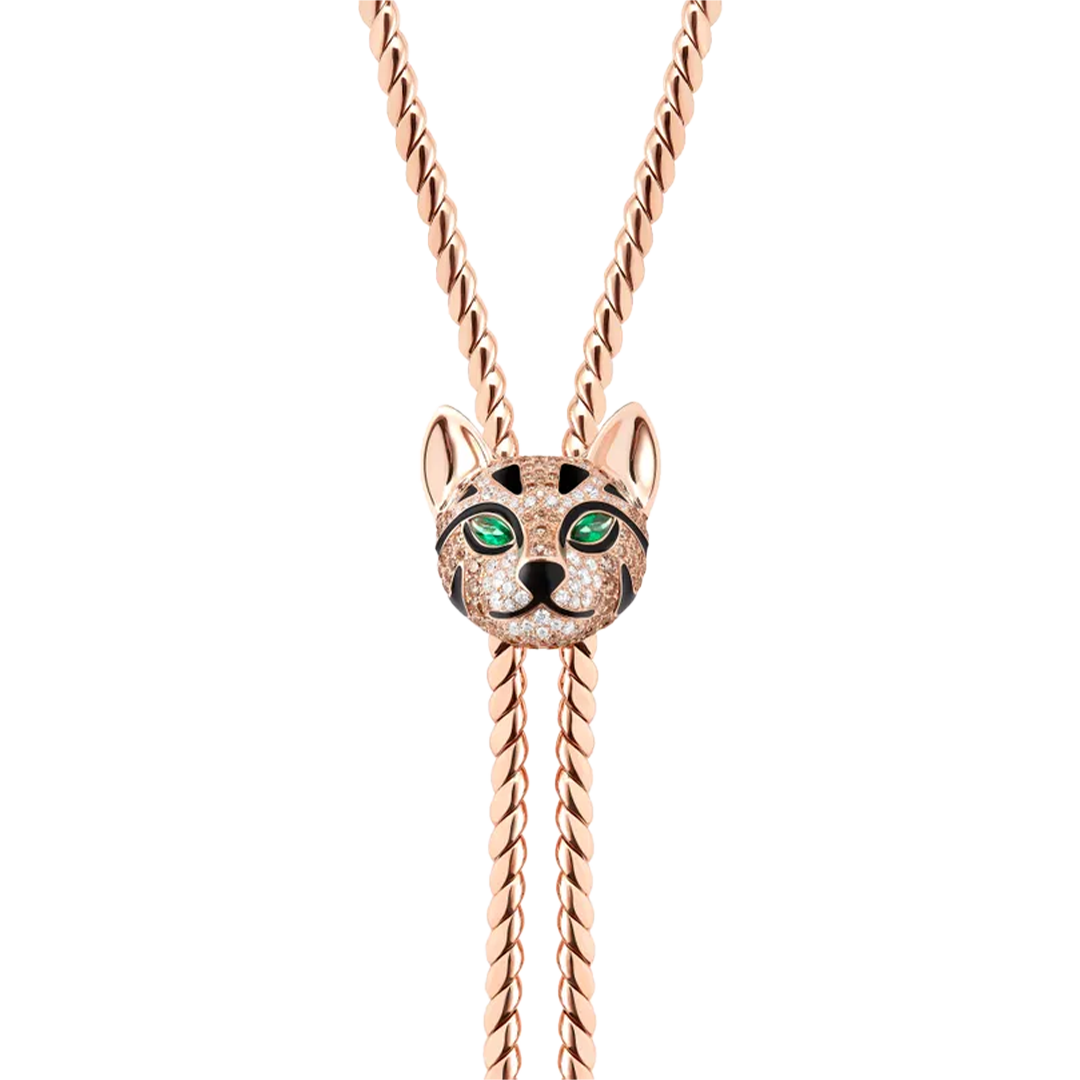 Gioiello in oro rosa Fuzzy, la collana gatto leopardo Boucheron