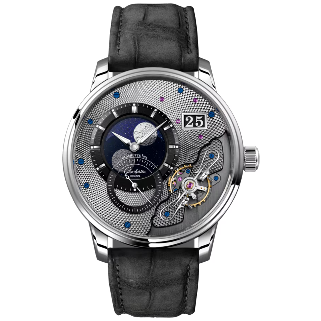 Watch in platinum PanoLunarInverse Glashutte original
