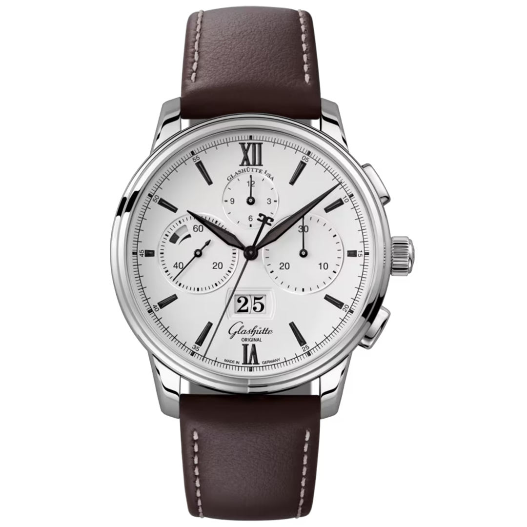 Watch in steel Senator Chronograph Panorama Date Glashutte original