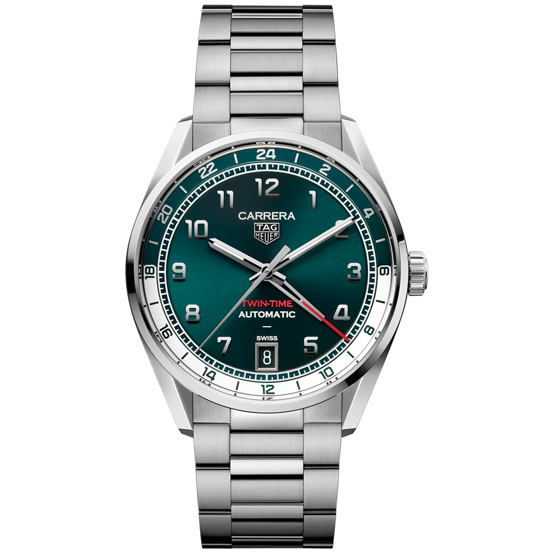Watch in steel Carrera Date Twin-Time Tag heuer