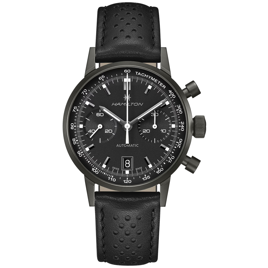 Watch in pvd-coated steel American Classic Intra-matic Auto Chrono Hamilton