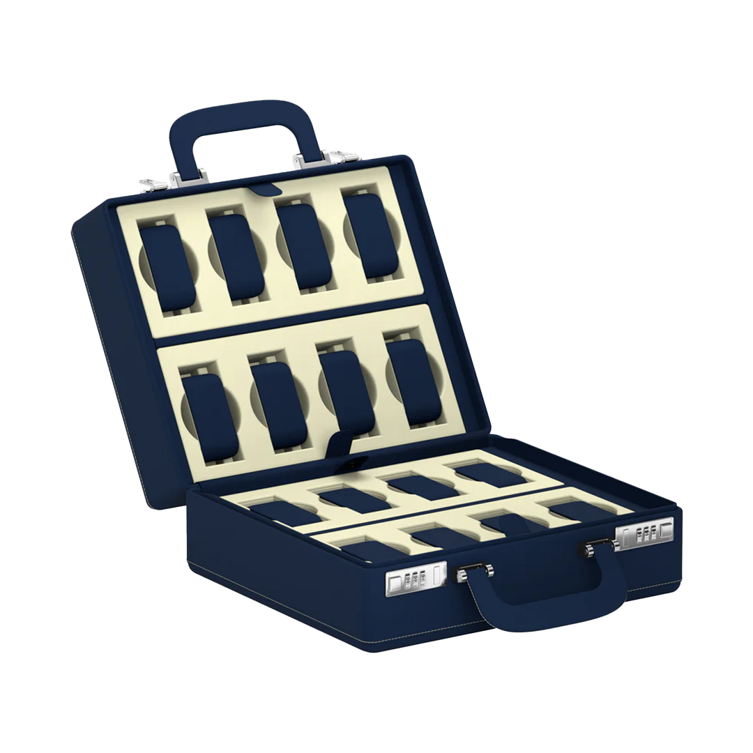 Valigetta 16 Pelle Blu/Crema