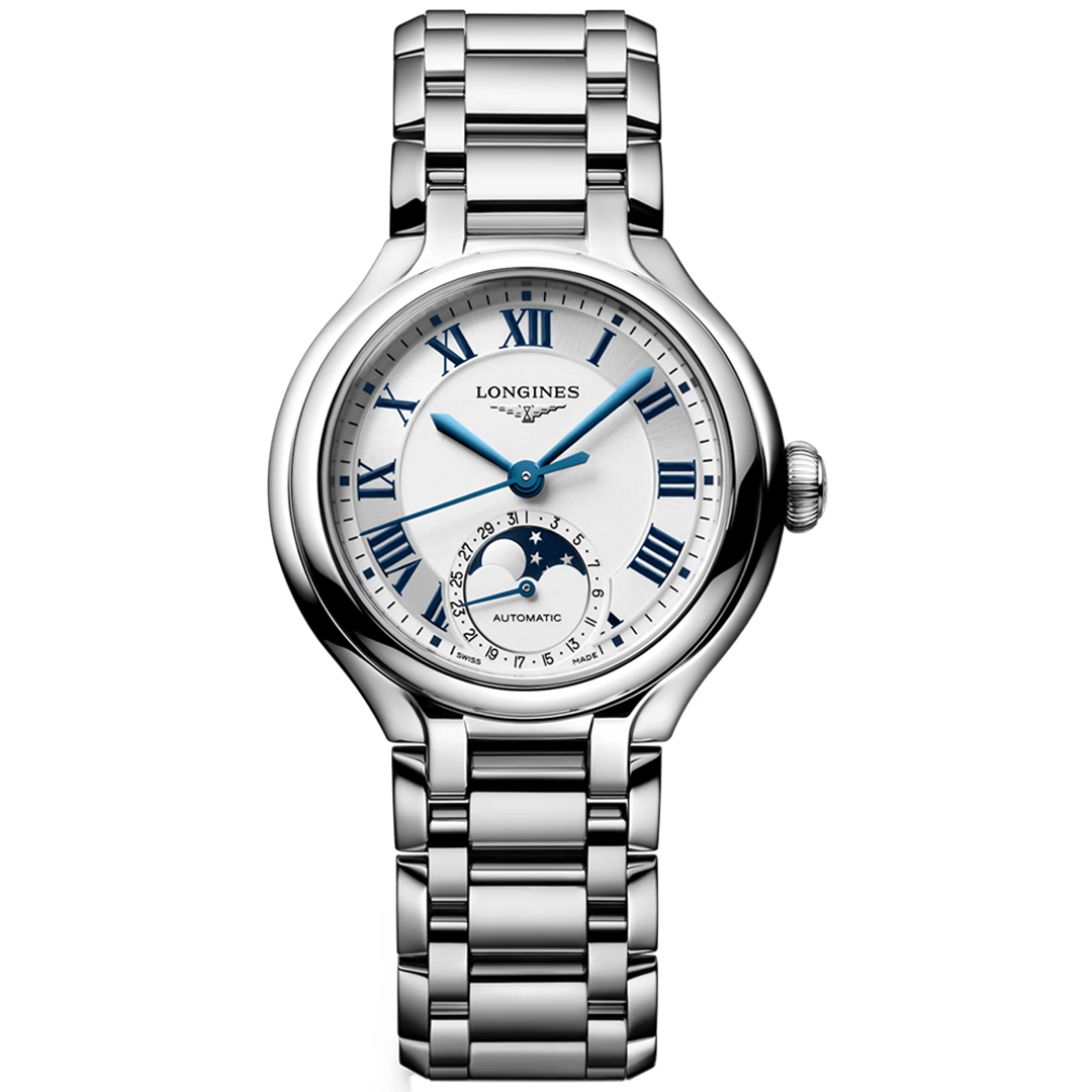 Watch in steel PrimaLuna Moonphase Longines
