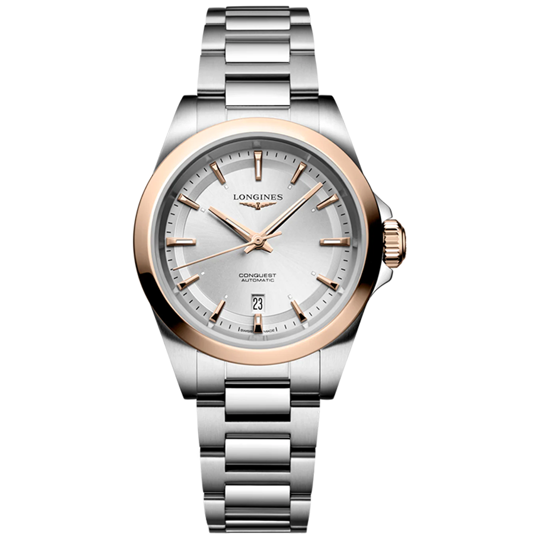 Orologio in acciaio e oro rosa Conquest Longines