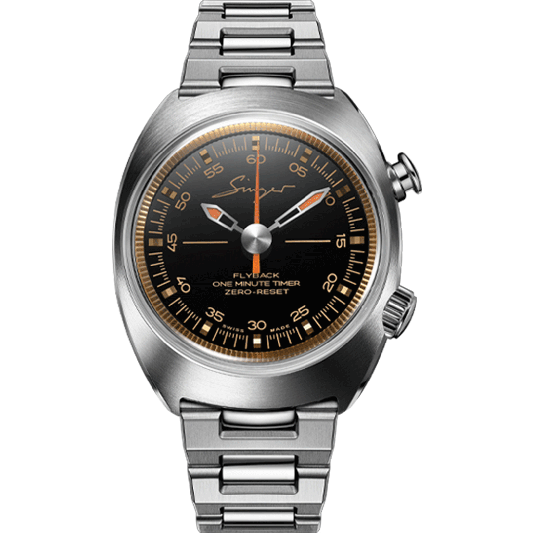 Watch in steel 1969 Black Timer Singer