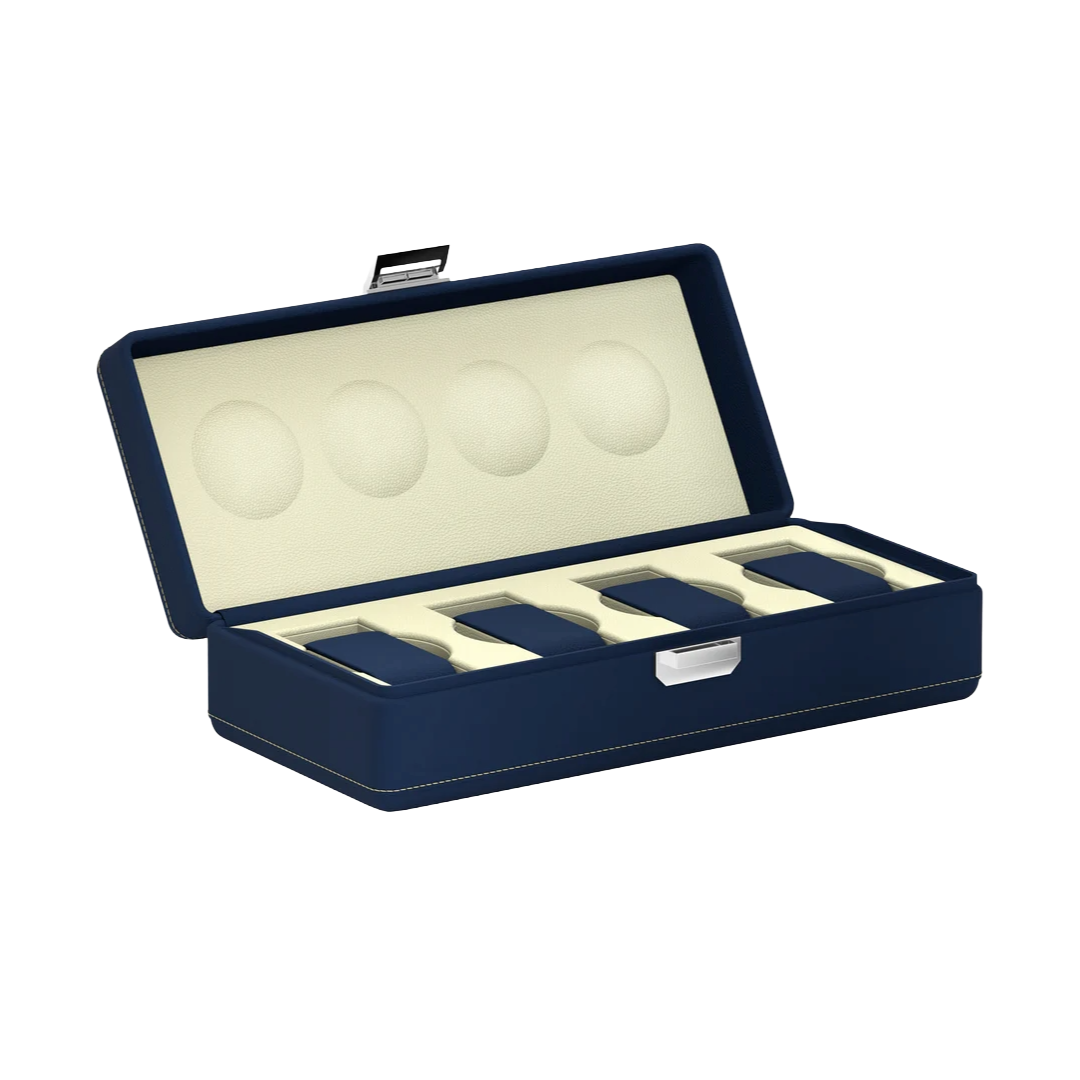 Valigetta 4 Pelle blu notte/crema