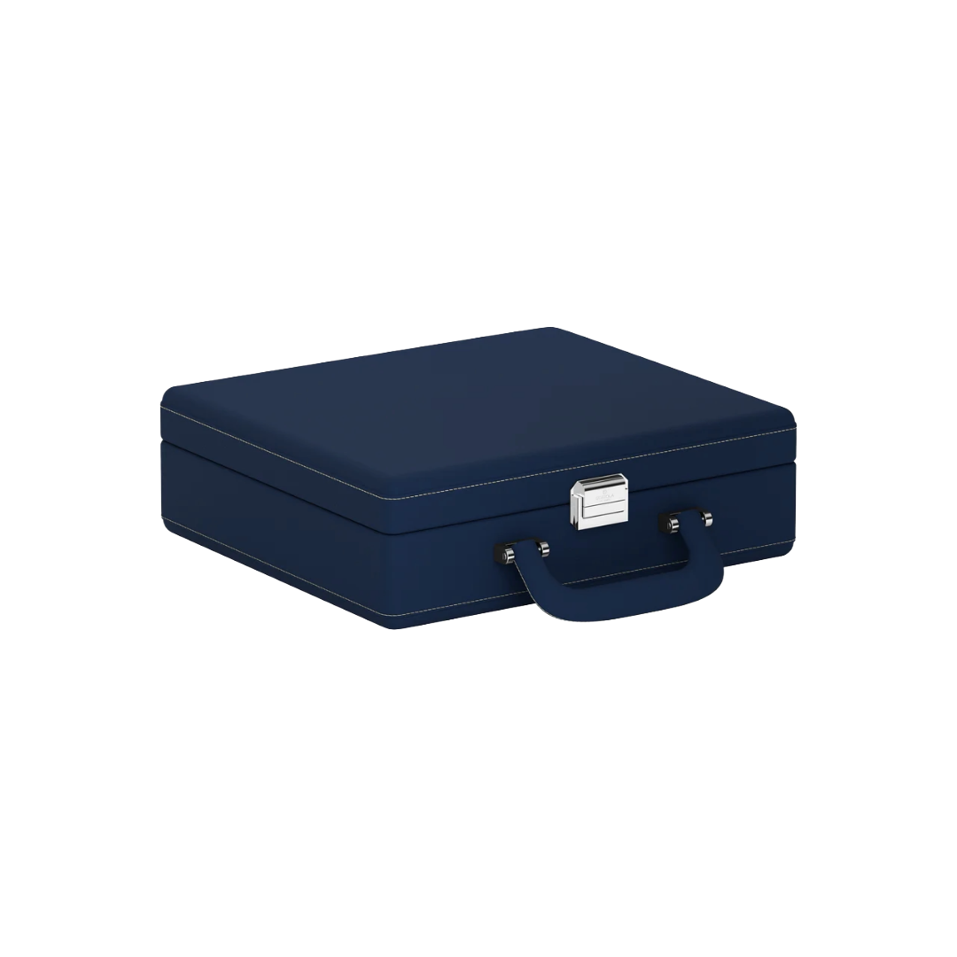 Accessorio in pelle panama Valigetta 8 Pelle blu notte/crema Scatola del tempo