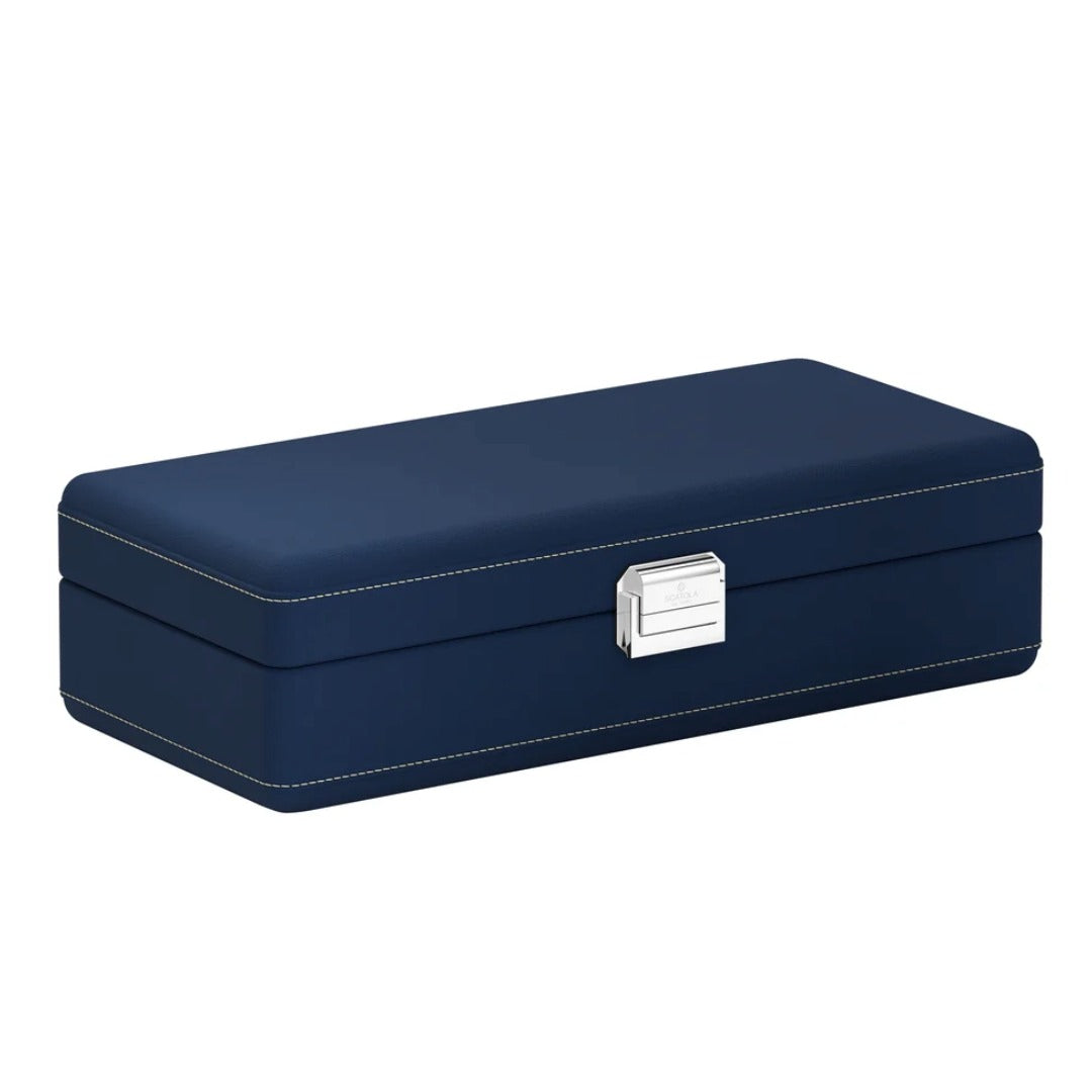 Accessorio in pelle panama Valigetta 4 Pelle blu notte/crema Scatola del tempo