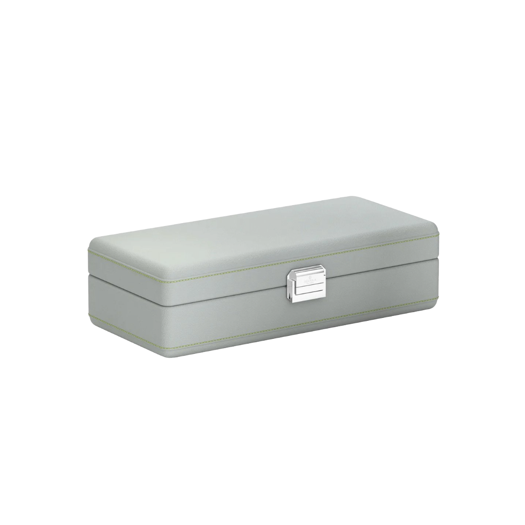 Accessorio in pelle panama Valigetta 4 Pelle Grigio Perla/Verde Anice Scatola del tempo
