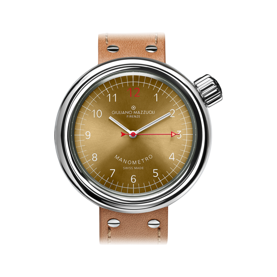 Orologio in acciaio Manometro Soleil Biondo Scuro - Lucido Mazzuoli