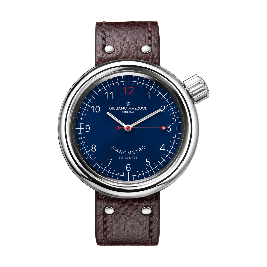 Orologio in acciaio Manometro Blu Scuro - Lucido Mazzuoli