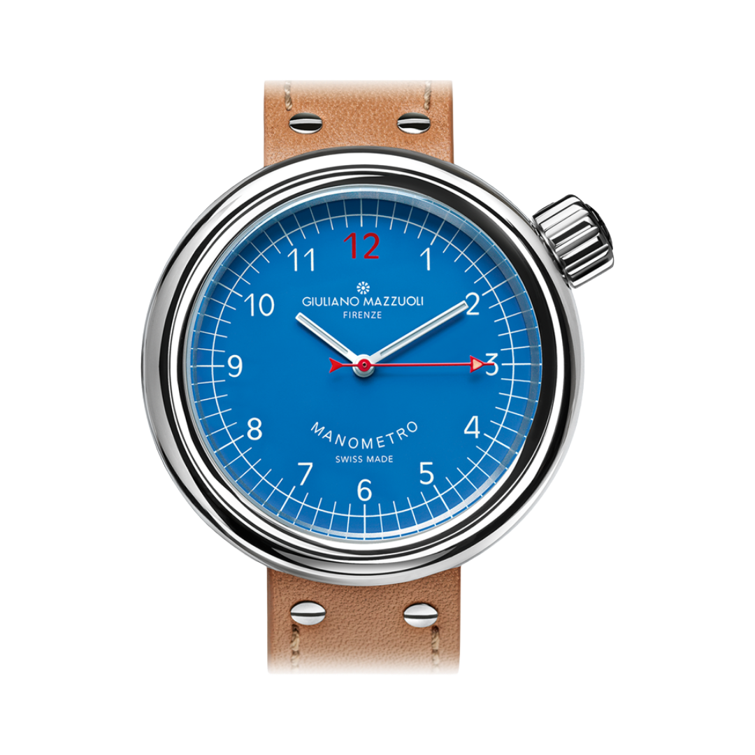 Orologio in acciaio Manometro Blu - Lucido Mazzuoli