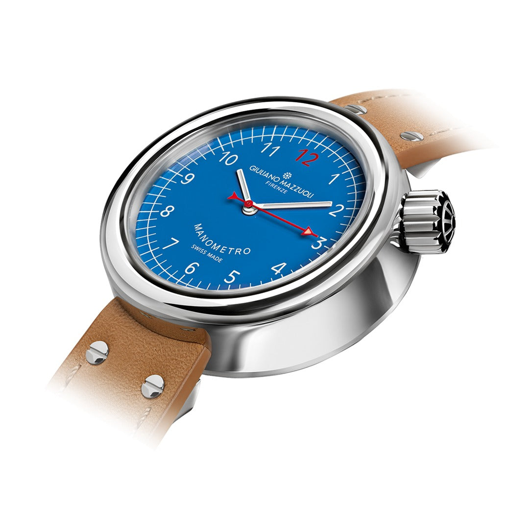 Orologio in acciaio Manometro Blu - Lucido Mazzuoli
