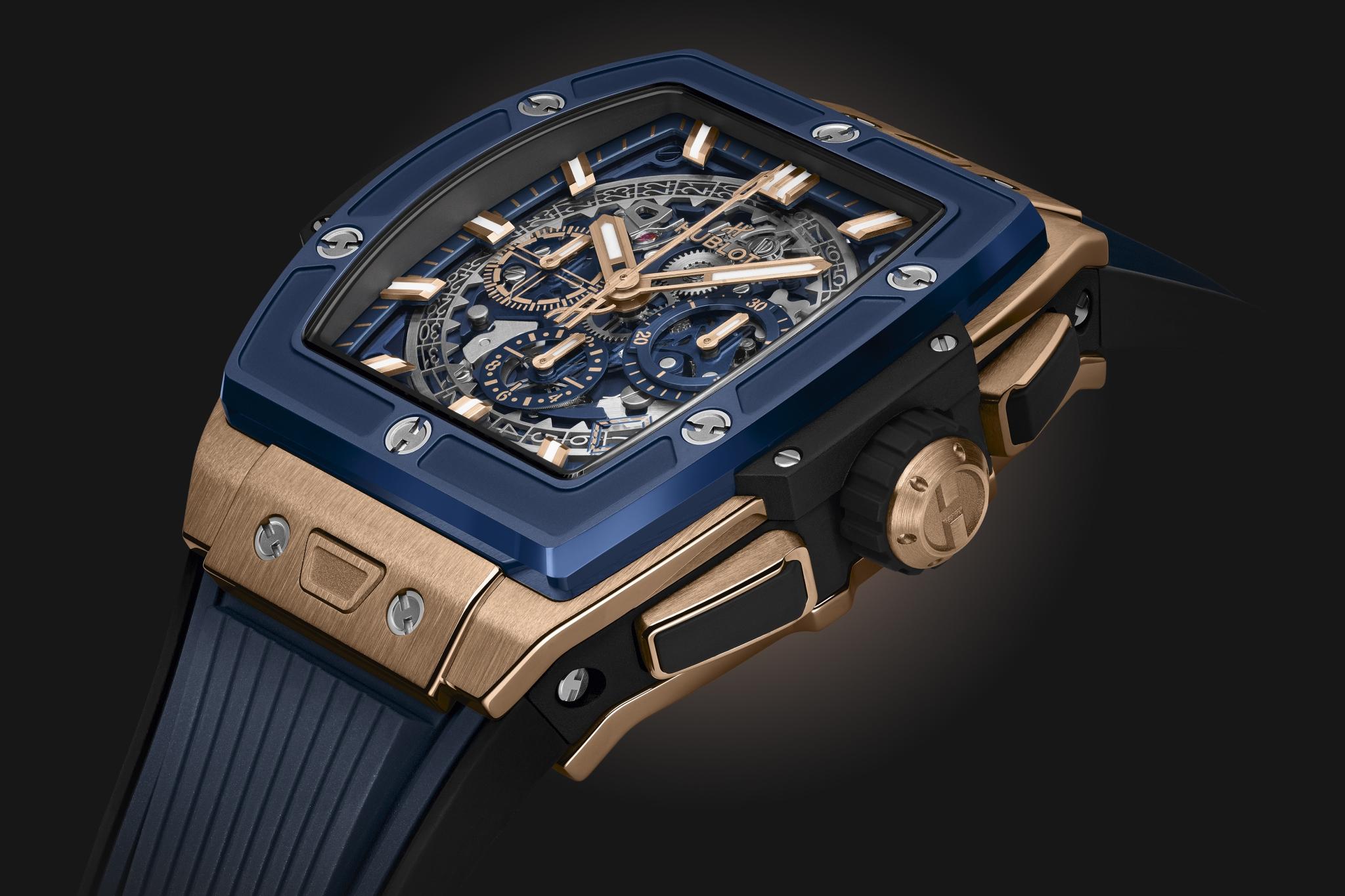 Orologio in ceramica e oro rosa Spirit of Big Bang King Gold Blue Ceramic Hublot