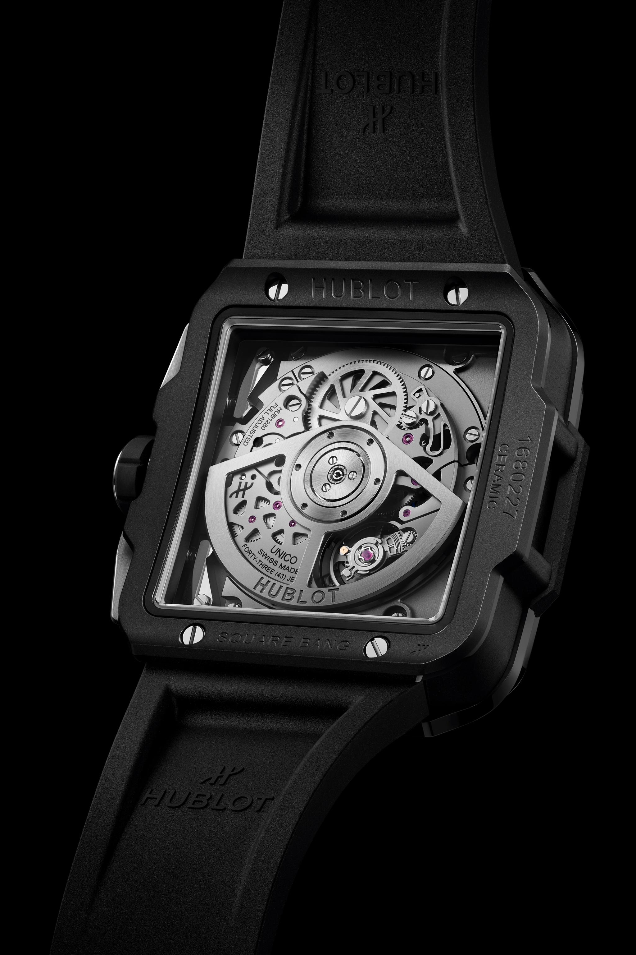 Orologio in carbonio Square Bang Unico Black Magic Hublot