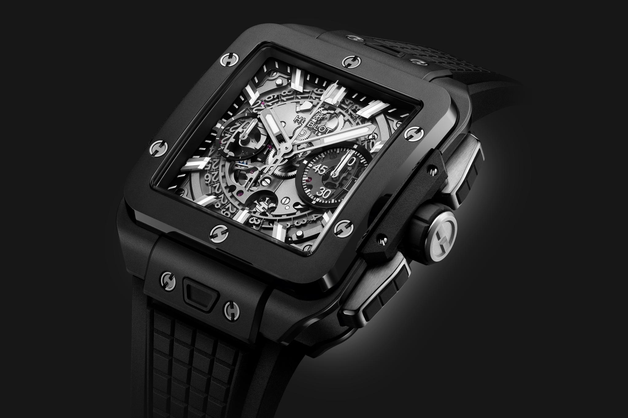 Orologio in carbonio Square Bang Unico Black Magic Hublot