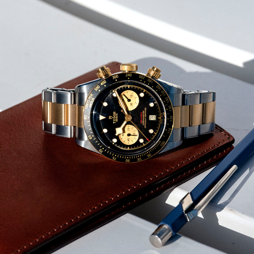 Orologio in acciaio e oro giallo Black Bay Chrono S&G, 41 mm Tudor