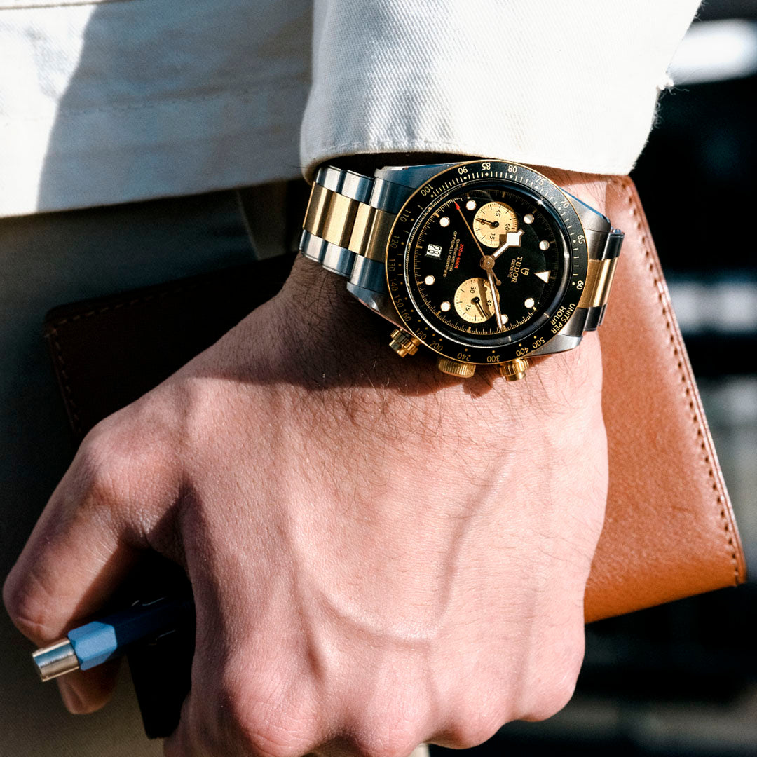Orologio in acciaio e oro giallo Black Bay Chrono S&G, 41 mm Tudor