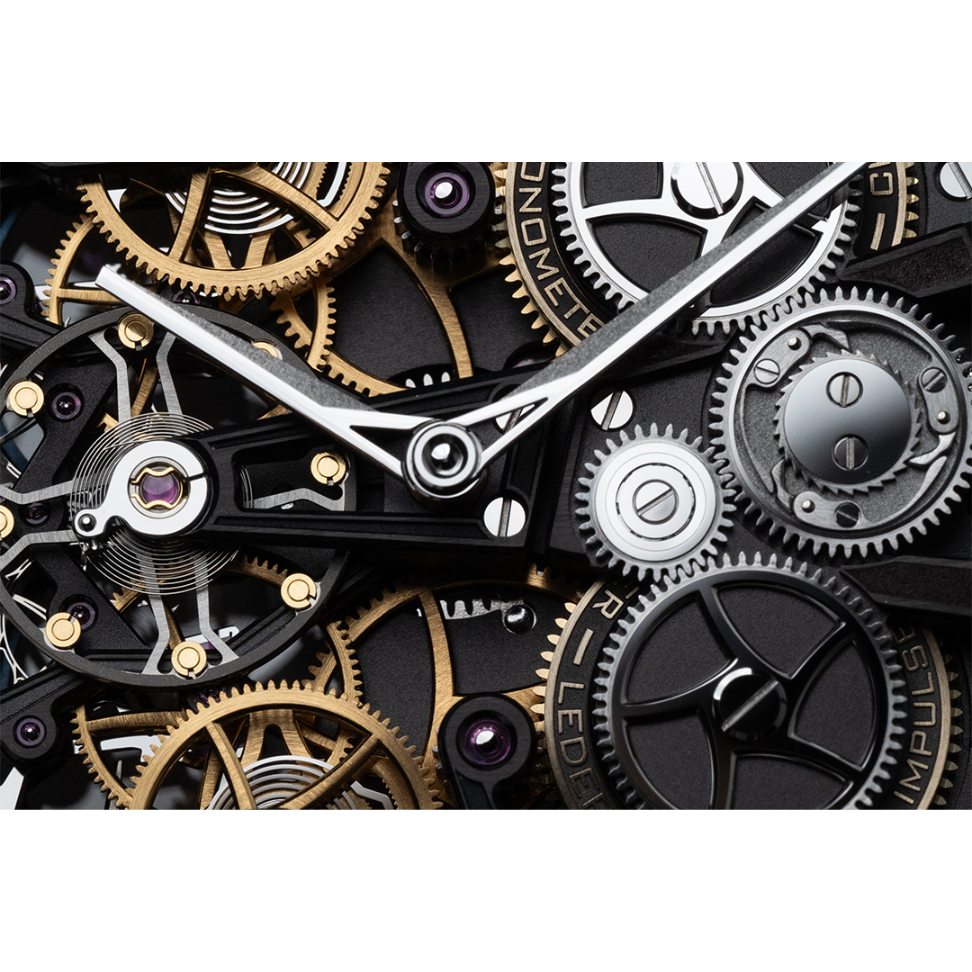 Watch in dlc-coated steel CIC 44 MM InVerto Lederer