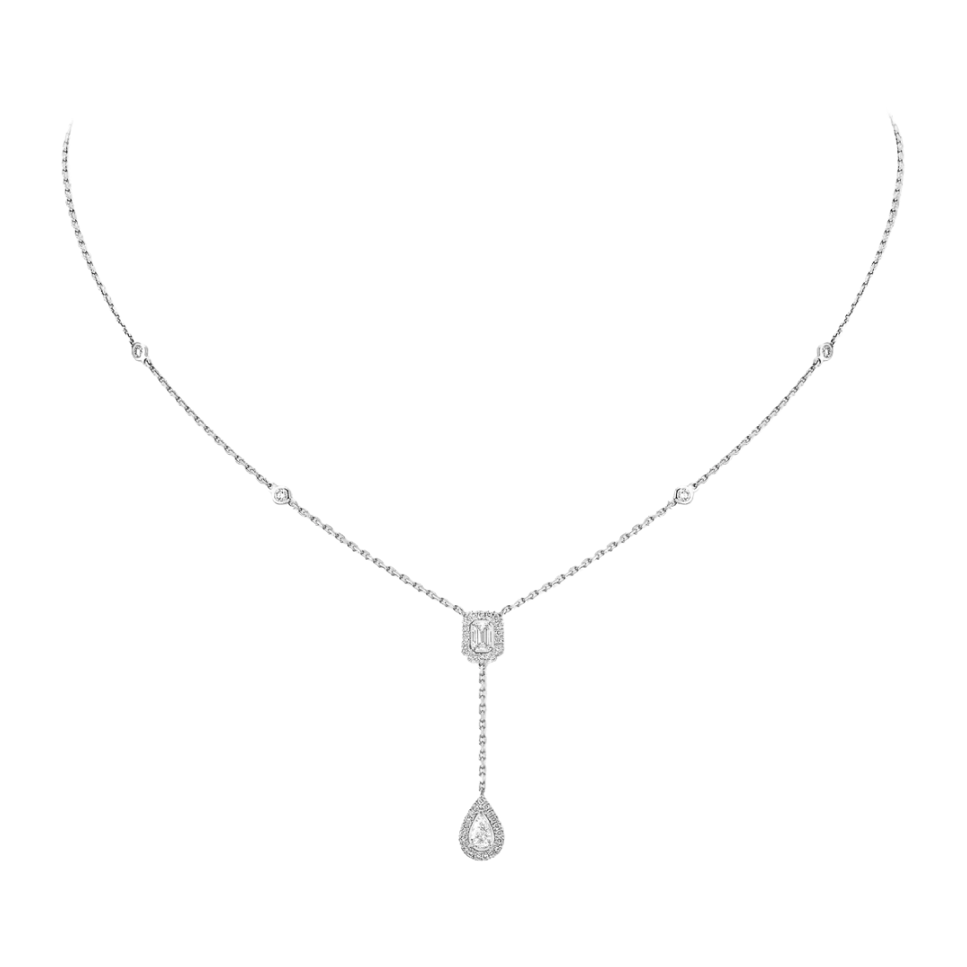 Gioiello in white gold My Twin tie necklace 2x 0.10ct Messika