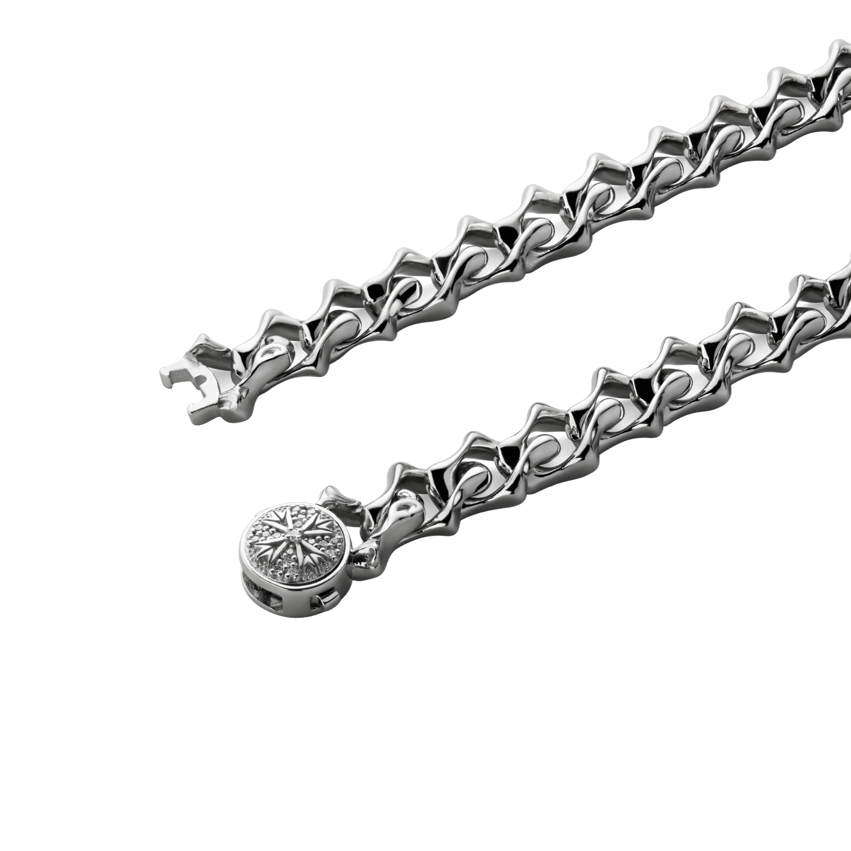 Gioiello in silver Sharp Link Chain Necklace Diamonds Emanuele bicocchi